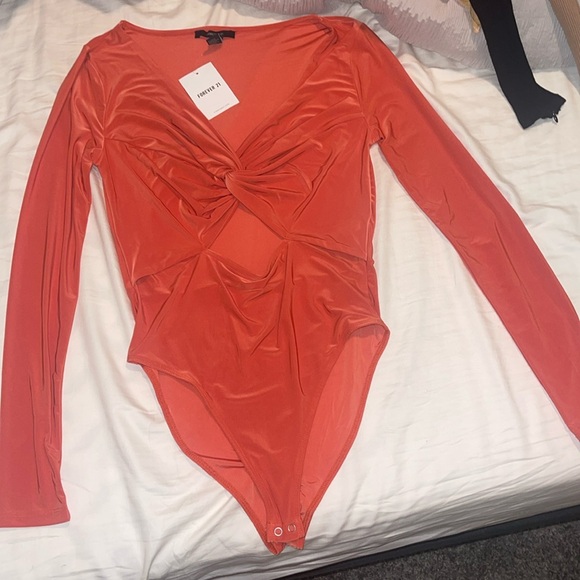 Long Sleeve Orange Bodysuit - Picture 1 of 3